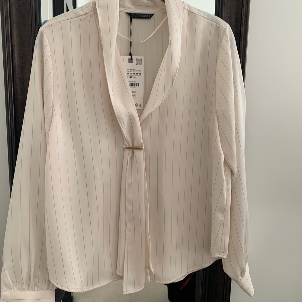 Zara Cream Striped Blouse